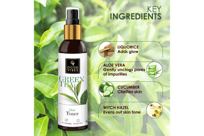 Good Vibes Green Tea Oil Control Toner with Power of Serum I Reduces irritation and redness (120 ml)