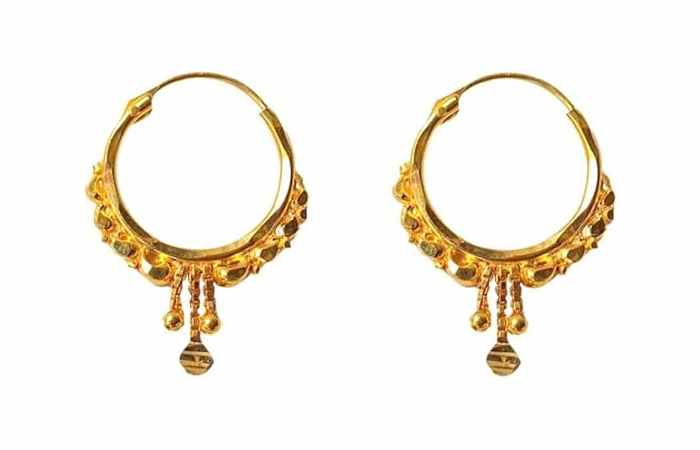 22K/18K Real Certified Fine Yellow Gold Chain Hoop Earrings