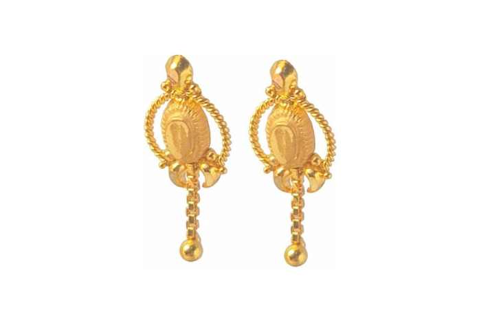 22K/18K Real Certified Fine Yellow Gold Hanging Chain Dangle Earrings