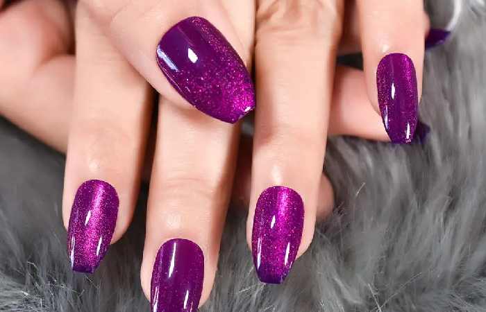 Elevenail Elegant Purple Glossy Press On False Nails