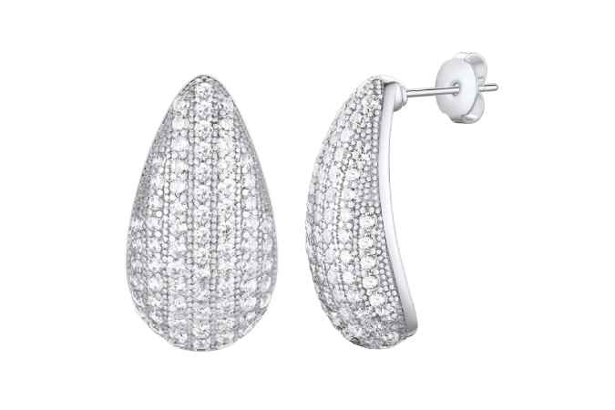 Focalook Women's Chunky Large Sparkly CZ Hoop Earrings