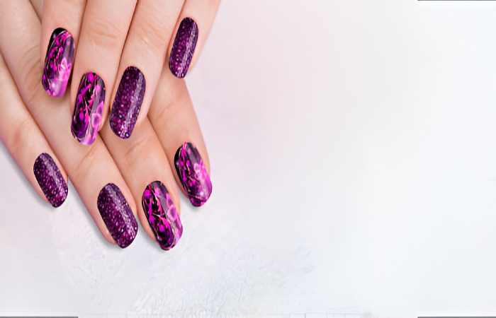 Purple Passion Black Vine Nail Design