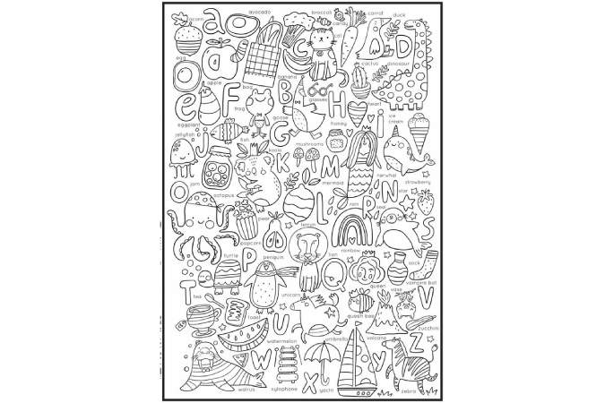 ABCs Coloring Poster | 3 Great Sizes | Jumbo size perfect for classrooms | Make Learning Fun | Boredom Buster 