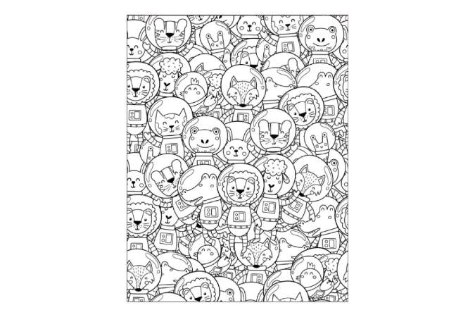 Astronauts animals coloring pages