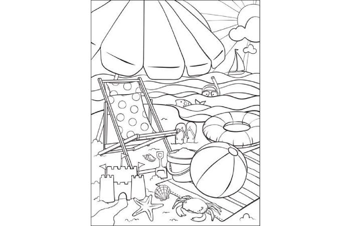 At the Beach Coloring Page